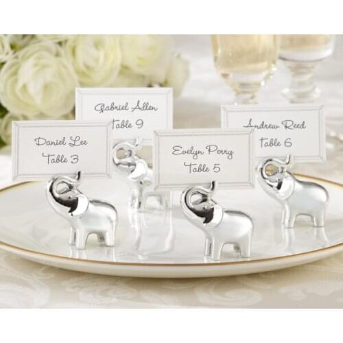 2016 NEW ARRIVAL"Lucky in Love" Silver-Finish Elephant Wedding Favor Place Card Holder 100sets/Lot Free Shipping