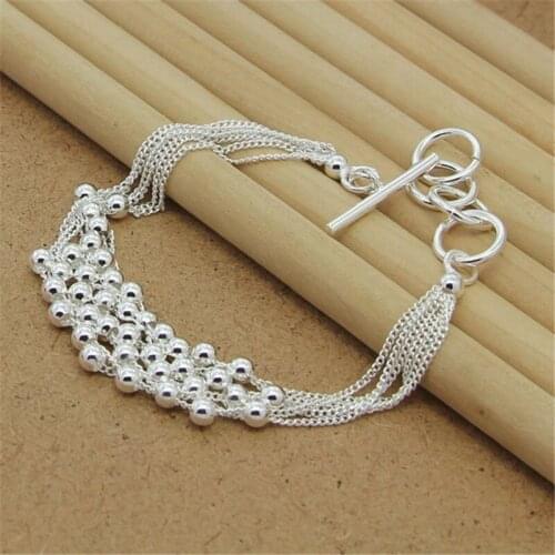 New Style 925 Sterling Silver Bracelet TO Buckle Glossy Beads Multi-Line Bracelet For Women Charm Jewelry Gifts