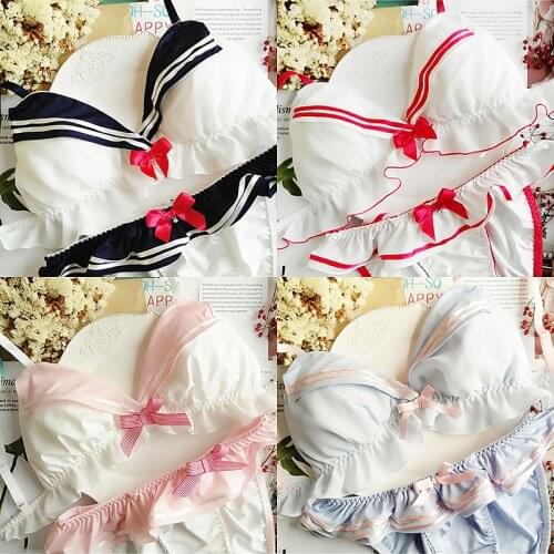 Original Anime Style Sailor Navy Maid Japanese Milk Silk Bras Wirefree Soft Underwear Intimates Kawaii Lolita (NO Panties)