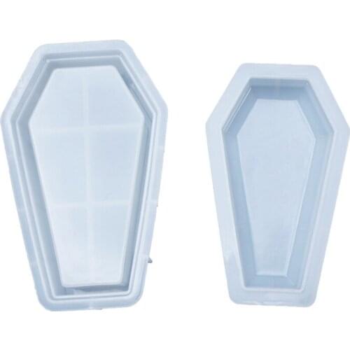 DIY Halloween Coffin Storage Box Mirror Silicone Mould Crafts Decoration Jewelry Case Making Crystal Epoxy Resin Mold W0YA