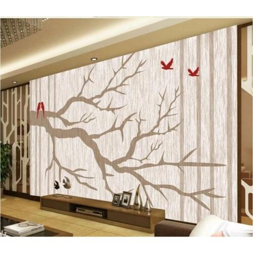Custom photo wallpapers for walls 3 d murals wallpapers Modern simple style tree bird mural living room background wall papers