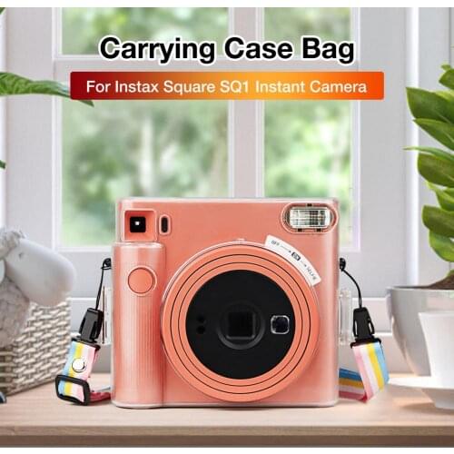 Crystal Clear Carry Case For Instax Square SQ1 Instant Camera Protective Case Hard Cover Bag With Shoulder Strap