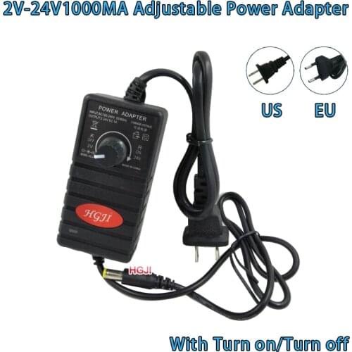 Adjustable Power Adaptor 2V-24V1A 1.8v2.2v 3.8v5v 6v 7v 8v 13v 16 17v18v 20v 22v 24v adjustable adapter for speed controller fan