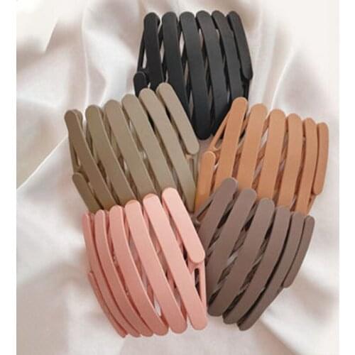 Folding Stretch Hairband Hair Hoop For Women Solid Harajuku Headband Girl Harajuku Creative Headwear 2021 Trend Hair Accessories