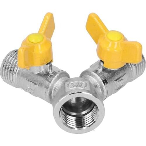 Female Thread G1/2 Ball Valve Faucet Adapter Brass Y-Type Dual-Outlet Automatic Watering Device