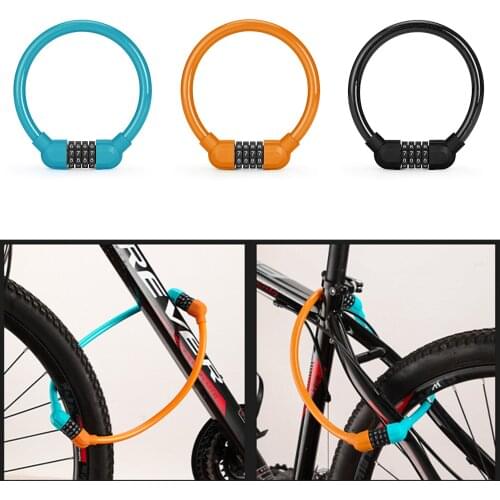 Bicycle Lock 4 Digit Code Anti-theft Bike Lock MTB Safty Ring Lock Portable Password Cable Lock For Cycling Bicycle Accessories