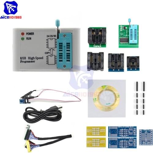 Diymore EZP2019+ High Speed USB SPI Flash Programmer Support 24 25 93 EEPROM 25 Flash Bios Chip with 12 Adapters