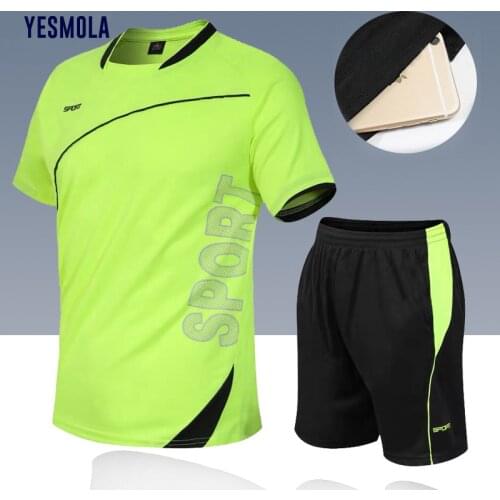 YESMOLA 2021 Mens Summer Mens Sports Suit Fashion Running Fitness Suit Running Training Casual Wear Soccer Mens Clothing