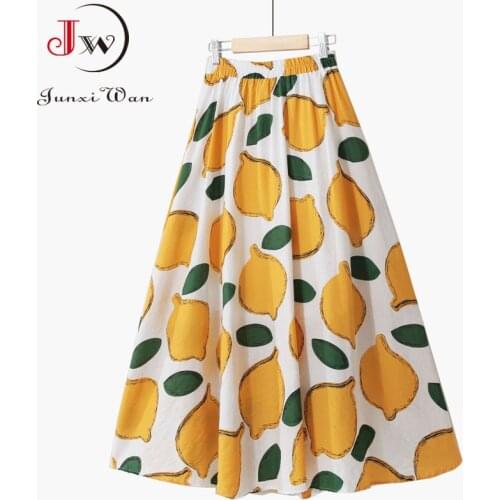 Women Summer Long Skirt Two Layers Spring Girls Casual Flower Printed Elegant Elastic Waist Big Swing A-Line Beach Skirts Faldas