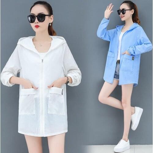 With Pocket Sunscreen Clothes for Women Thin Anti Sunburn Protect Skin Summer Loose Clothes Versatile Anti Ultraviolet Proof 082