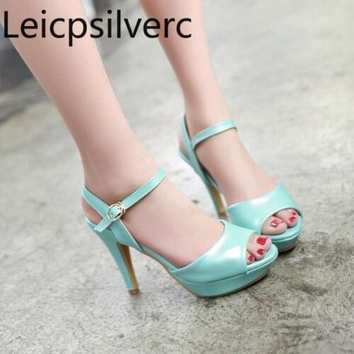 Womens Sandals summer The New fashion Fish mouth Open toe Buckle Fine heel High heel Womens shoes plus size 34-43