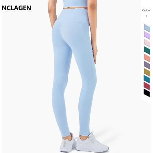 NCLAGEN Women Gym Leggings Sport Women Fitness Naked-feel High Waist NO Front Seam Yoga Pants Squat Proof Elastic Workout Tights