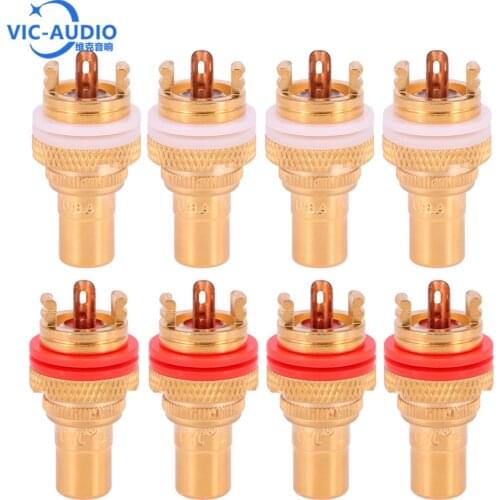 RCA Audio Connector Female Socket Plug Connector Chassis For CMC Connectors Gold Plated Copper Jack 32mm Copper Plug HiFi Amp