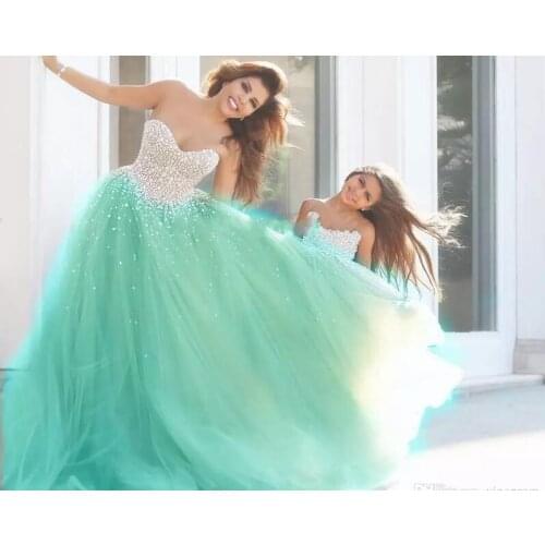 Vestidos De 15 Anos Morado Tulle Formal Beads Mint Green Quinceanera Pageant Party Prom Ball Gown bridal Bespoke Wedding Dresses