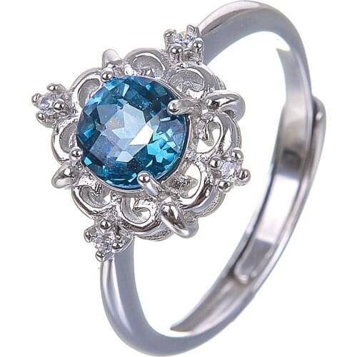 Classic sterling silver ring natural 6mm*6mm topaz gemstone solid 925 silver topaz ring for woman brithday gift