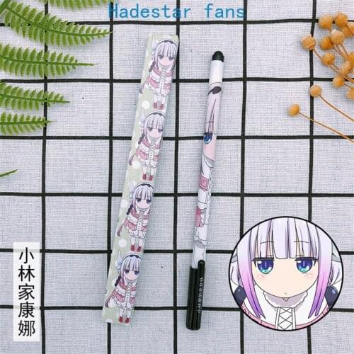 10 sets/lot Anime Miss Kobayashis Dragon Maid Gel pen Tohru KannaKamui Ballpoint Pen 0.5 Black refill Pens toy