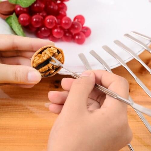 10pcs/lot Stainless Steel Lobster Crab Needle Multifunctional Walnut Needle Fruit Fork Kitchen Gadgets Seafood Tools Accessories