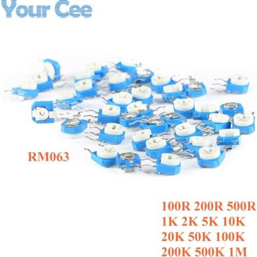10pcs RM063 RM-063 100 200 500 1K 2K 5K 10K 20K 50K 100K 200K 500K 1M ohm Trimpot Trimmer Potentiometer Variable Resistor WH06