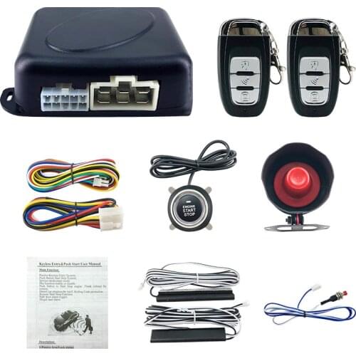 12v Auto car PKE Keyless Entry System with siren alarm system vehicle one start stop engine button autostart