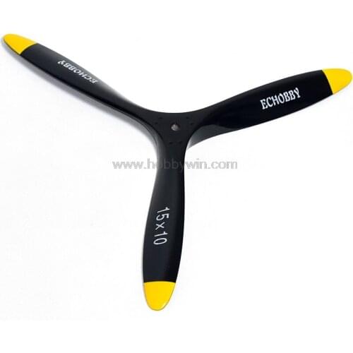 15x10 Wood Propeller 3-blades Black CCW RC Engine Model Airplane Blade Nitro Gas Power Prop