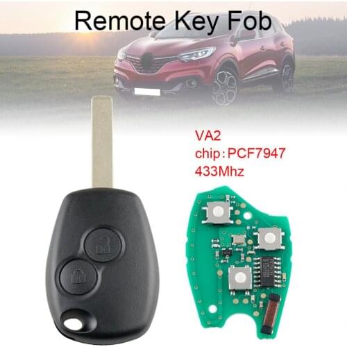 433Mhz 2 Buttons Car Remote Key with PCF7947 Chip and VA2 Blade Fit for Renault / Clio / Scenic / Megane / Kangoo