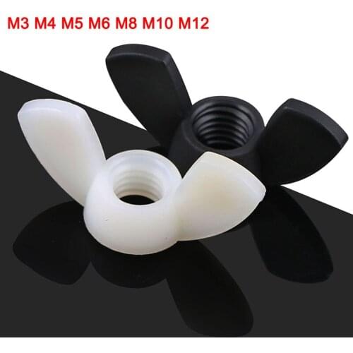 5Pcs DIN1587 Nylon Hand Tighten Nut Butterfly Nuts Wing Nuts Black/White For Bolts & Screws M3 M4 M5 M6 M8 M10 M12