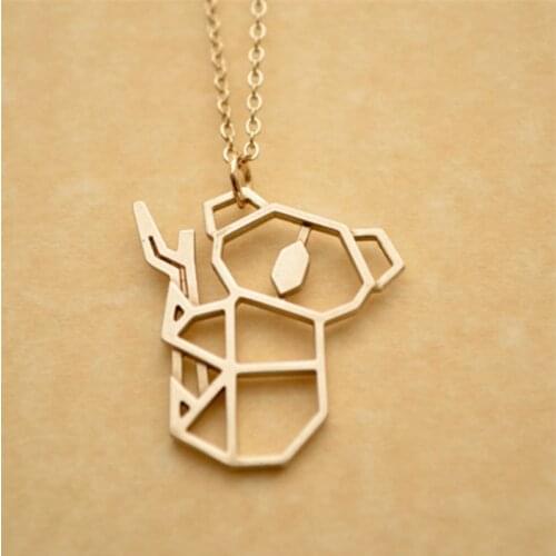 50pcs/lot New Fashion Origami Koala Necklace Jewelry Cute Animal Pendant Necklace Baby Koala Gift For Animal Lover