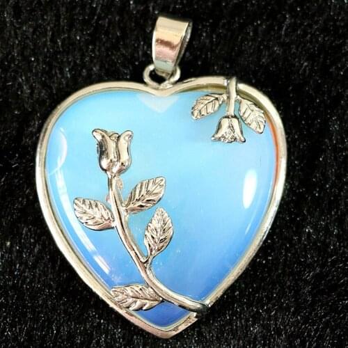 6 style pendant opalite stone crystal waterdrop oval turtle teardrop heart charm women necklace accessories jewelry finding B840