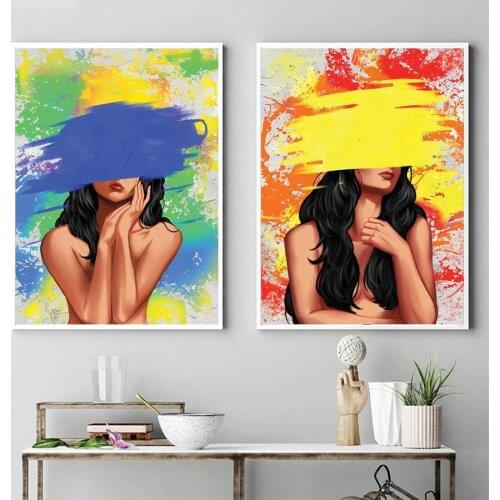Abstract Graffiti Woman Art Nude Woman Canvas Painting Nordic Poster Prints Wall Art for Living Room Home Decor (No Frame)