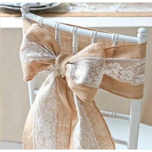 Free Shipping- 30pcs/lot white Burlap Chair sash, Banquet Chair Sashes, Wedding Chair Decoration Wholesale