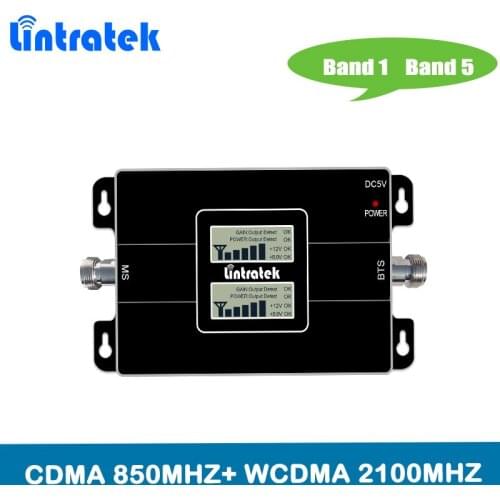 Lintratek DuaL Band GSM CDMA 850MHz Repeater 3G 2100MHz Signal Booster Cellphone Repeater Band 5/Band 1 Amplifier 850 2100MHz