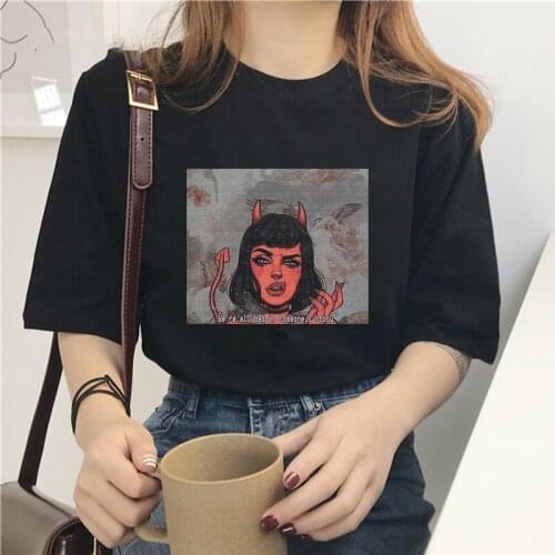 % 100 Katoen Zomer Mode Casual Puur Katoenen T-shirt Grappige Gedrukte T-shirt Esthetische Harajuku Ullzang Retro Grafische