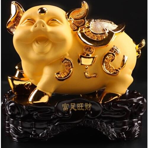 Chinese new twelve zodiac Resin lucky rich pig lucky town house opening Home Furnishing jewelry crafts decoration