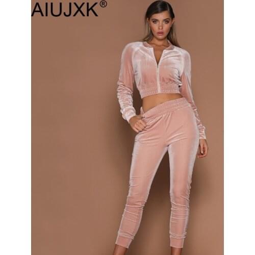 AIUJXK 2019 Autumn Winter Fashion Tracksuit Women Velvet 2 Two Piece Set Top And Pants New Arrival Female Casual Track Suit