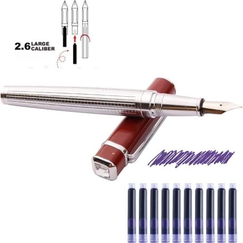 Square Cap Metal Fountain Pen Golden Plates Clip Iridium Fine Nib 0.5mm Fashion Writing Ink Pen for Office Business
