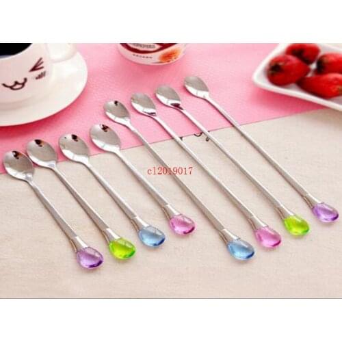 15CM 22CM stainless steel coffee spoon creative mixing crystal spoon