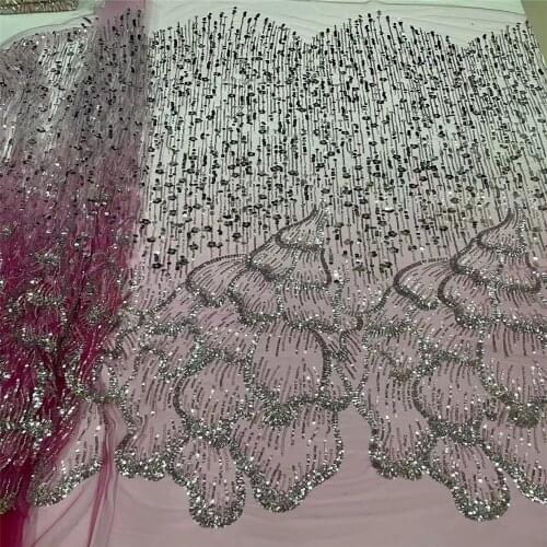 Madison African Sequins Lace Fabric 2021 High Quality Tulle Lace Dress For Women Embroidery Net French Lace Fabric Sewing
