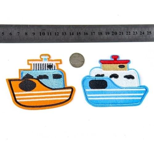 Cute Pirate Ship Clothes Patches for Stripes Clothing Stickers Cartoon Iron on Boats Appliques Sailboat Embroidery Badges
