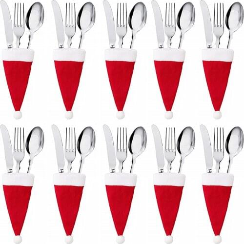 Mini Christmas Hats Christmas Decorations 2022 Christmas Home Kitchen Tableware Decoration Accessories Brushed Cloth Mini Caps