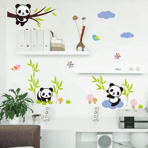 Cartoon Panda life animal Wall Stickers for kids baby rooms nursery decoration Mural Art Decals home decor cute sticker