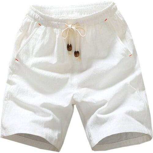 2020 Summer New Cotton Shorts Loose Mens Casual Shorts Black White Drawstring Waist Solid Bermuda Shorts Men Plus Size 4XL 5XL
