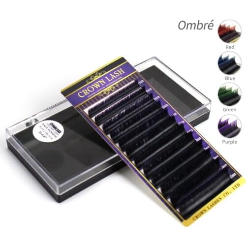 Eyelashes Extensions Dark Tone Ombre Purple Black 2Layers Easy Fanning Volume Lash 2021 New Arrival Glossy Soft