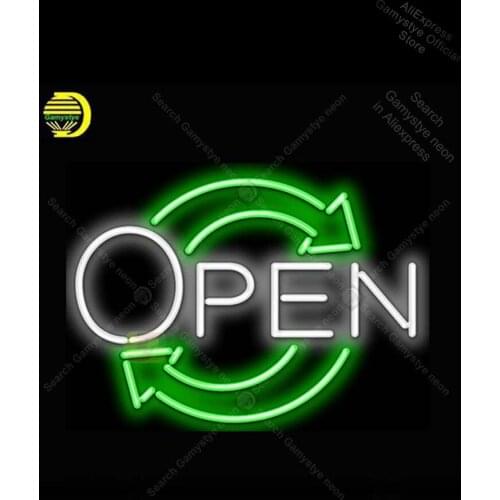 Neon Sign for Eco Open Arrow Neon Light Real Glass Neon Recreation Room Neon Bulbs Decorative neon sign open Light Bulbs Display