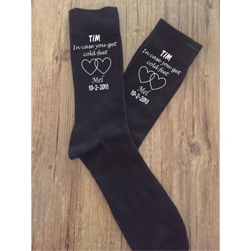 Groom wedding socks custom hearts text groomsman socks birthday fathers day gift page boy present engagement proposal Keepsake