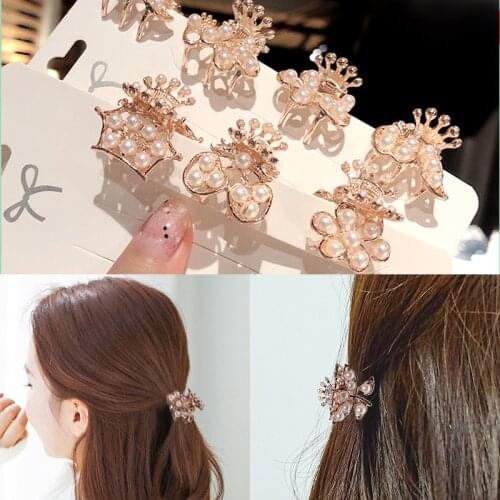 New Women Elegant Vintage Pearls Flower Small Hair Claws Sweet Headband Hair Clip Hairpin Hair Holder Fashion Hair Accessories