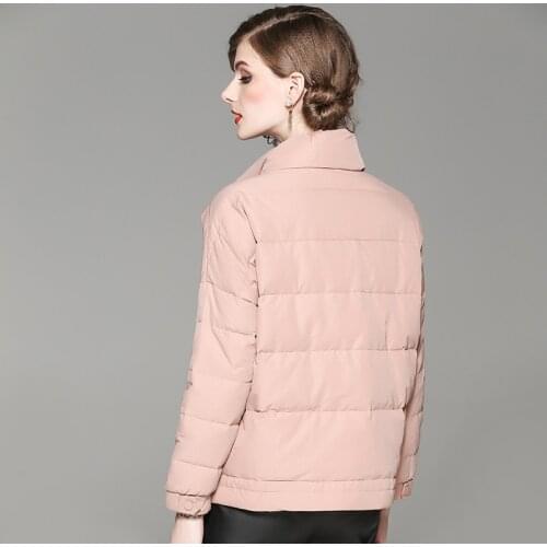 Newest girl winter women temperament thicken fashion jacket warm duck down coat fitting short stand collar female girl black