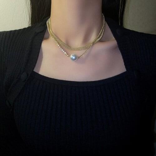 Classic Rhinestone Womens Pearl Choker Necklaces Simple Fashion Female Double Chain Necklace Jewelry Romantic Valentine Gift