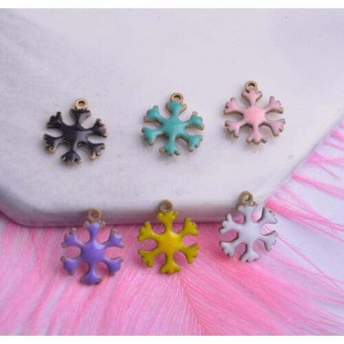 10pcs/lot Double-faced Enamel Christmas snowflakes Charms Copper Pendant Dangle Charms For Women
