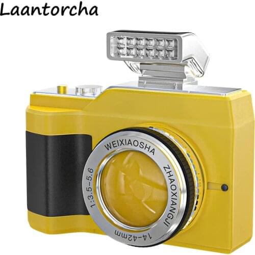 Mini Portable LED flashlight Press to sound and glow Torch Four colors flash camera necklace light Outdoor Camping Flashlight