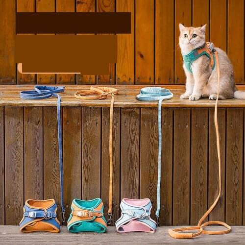 Cat traction rope vest type chest strap to prevent getting rid of cute going out dog traction rope for walking cat and dog